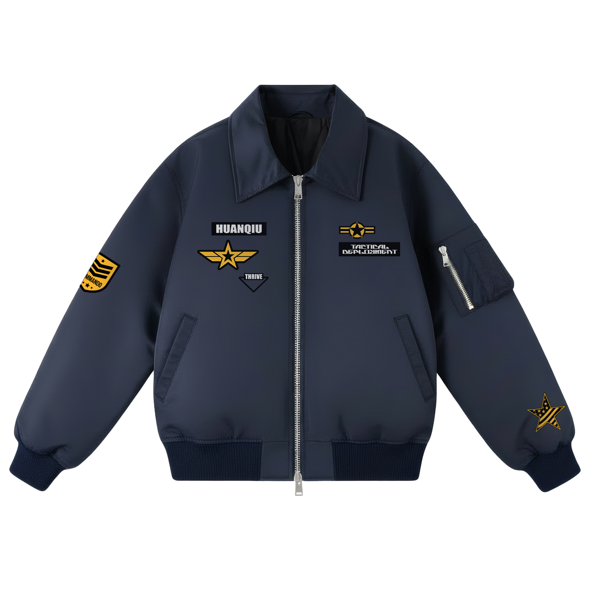 

Куртка Unisex Lapel Thickened HUANQIU, темно-синий[padded and thickened]