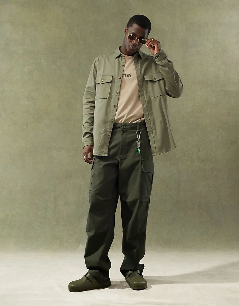 

Мешковатые брюки карго темно-зеленого цвета ASOS DESIGN