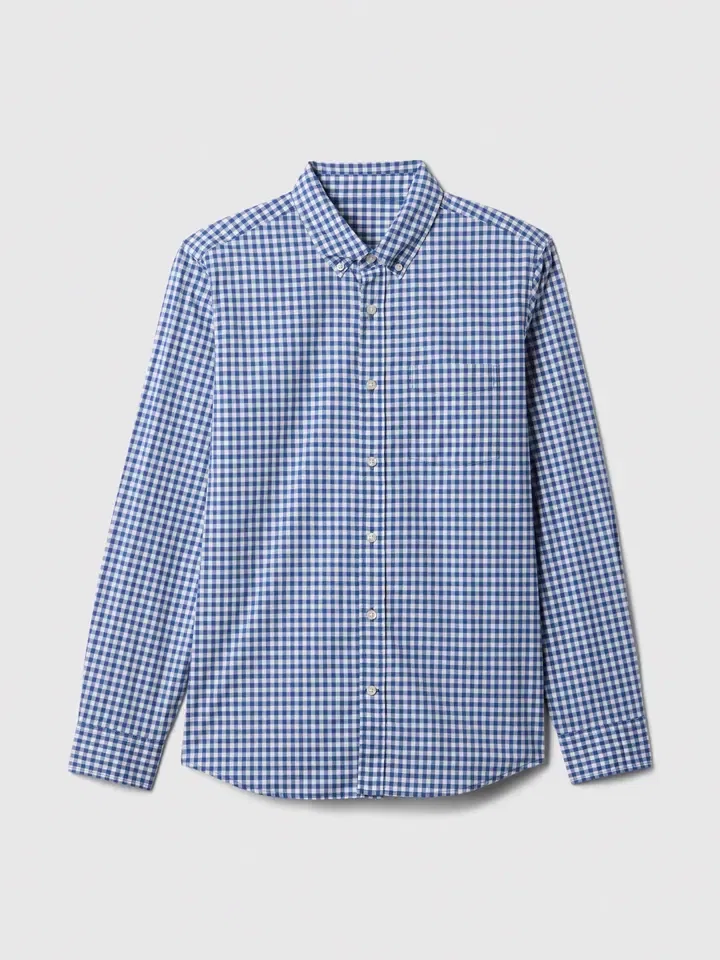 Рубашка Regular Fit в клетку GAP, синий/белый — фото 3
