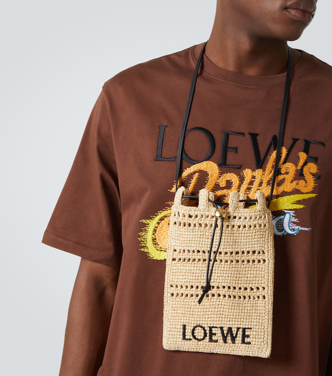 Сумка-кроссбоди из рафии с логотипом Paula's Ibiza Loewe, Natural/ Black — фото 3