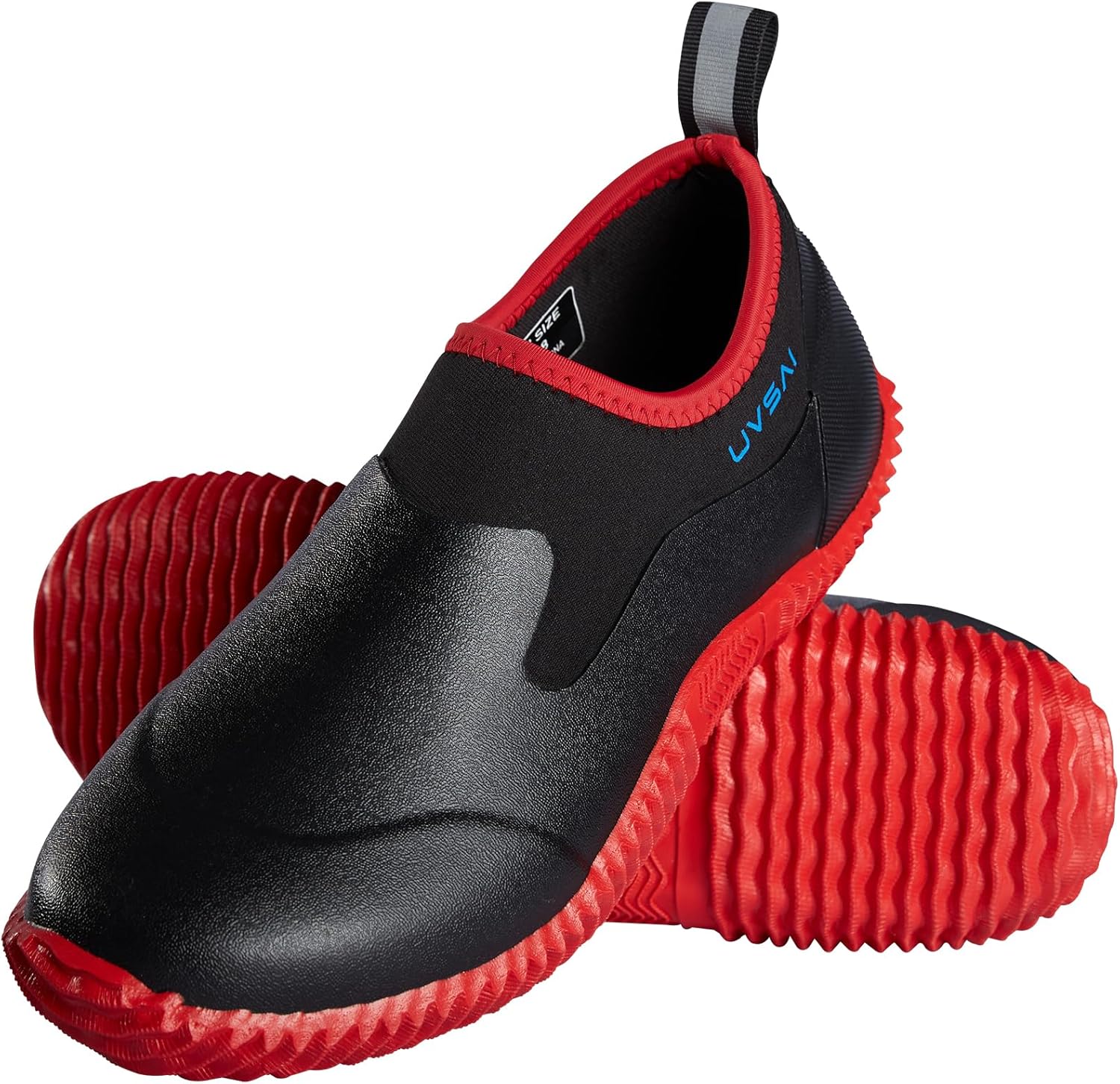 

Мужские водонепроницаемые садовые ботинки-дождевики, слипоны для садоводства, фермерства, кемпинга, ухода за газоном и работы во дворе Uvsai, черный/красный