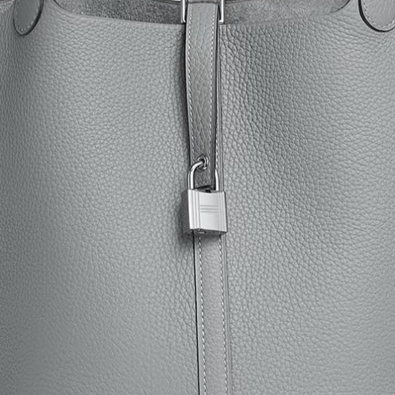 HERMES Пикотин Лок Маленький Бычок кожаная корзина сумка ведро женская кукольная серая — фото 4