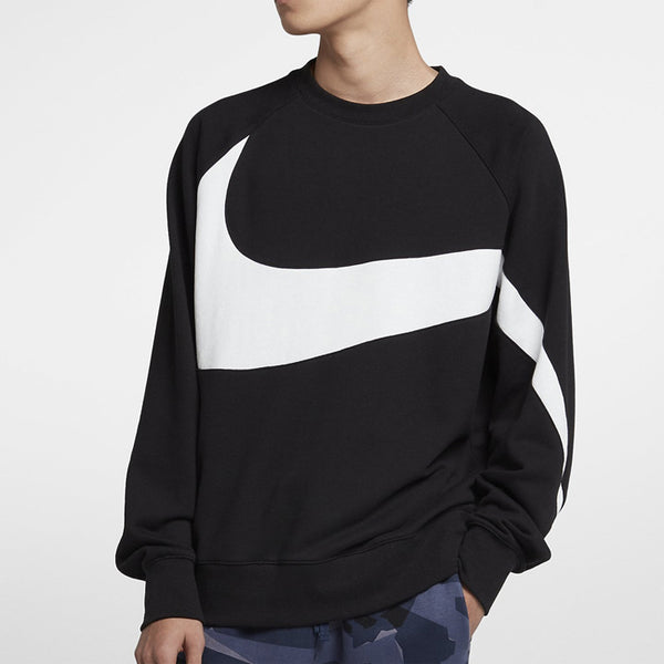 Толстовка big swoosh large logo round neck pullover black Nike, черный — фото 4