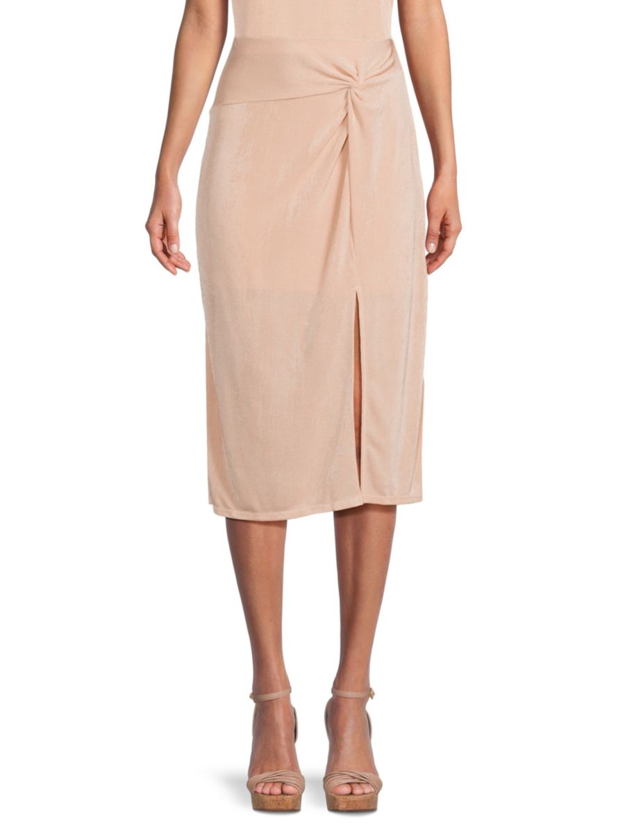 

Юбка миди с разрезом спереди и закругленным воротом gibsonlook, цвет Mocha