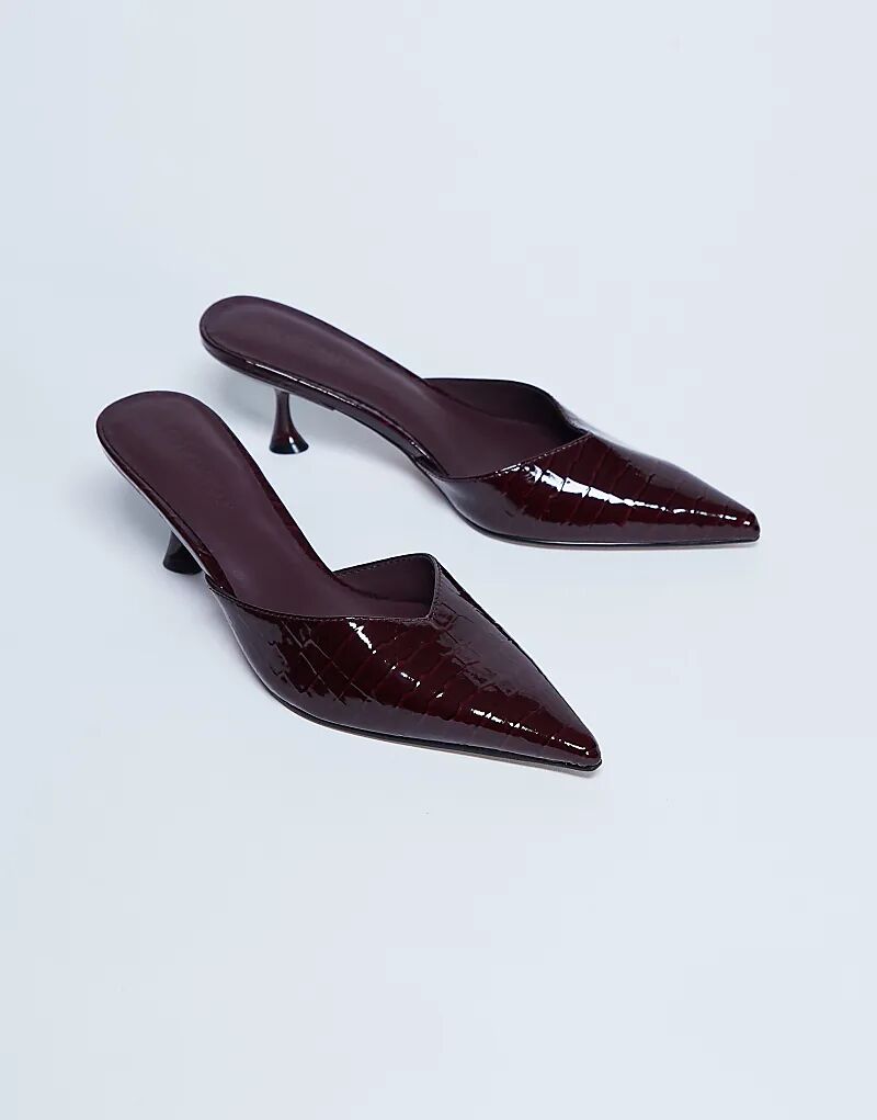 Лакированные мюли Topshop Ivette с закрытым носком в бордовом цвете
