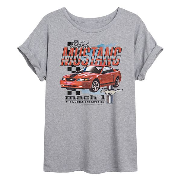

Футболка Juniors' Ford 2003 Mustang Race Distressed Oversized Licensed Character, Heather Gray