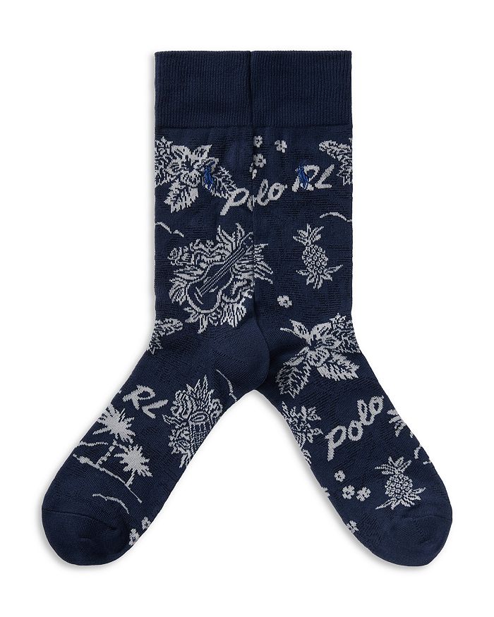

Носки экипажные с принтом "Полинезийский бандана" Polo Ralph Lauren, синий