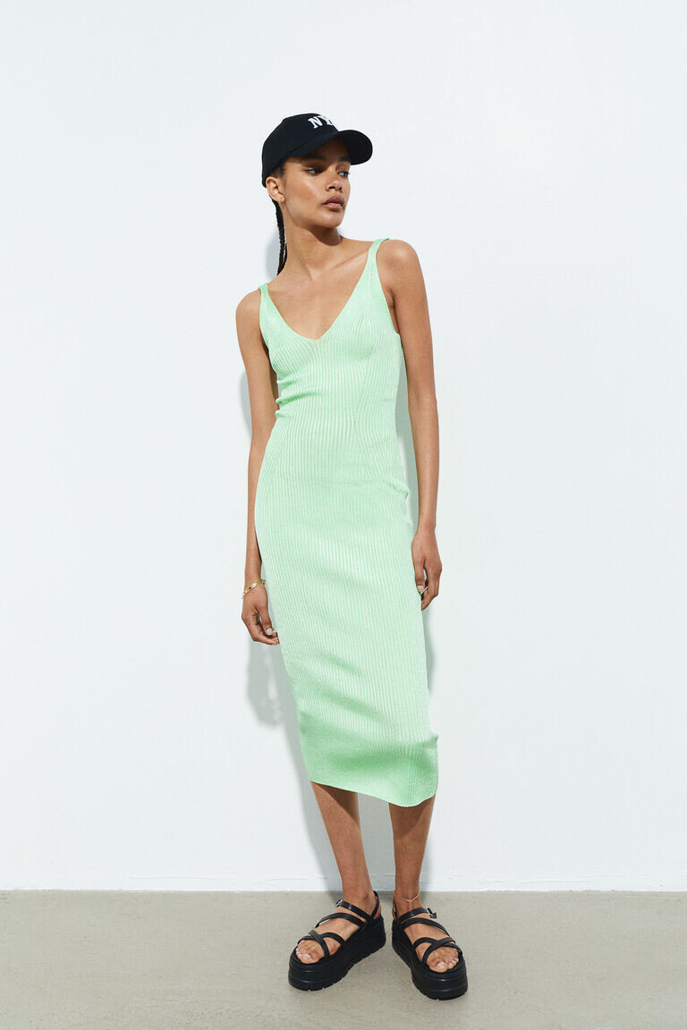 

Облегающее платье рельефной вязки H&M, зеленый