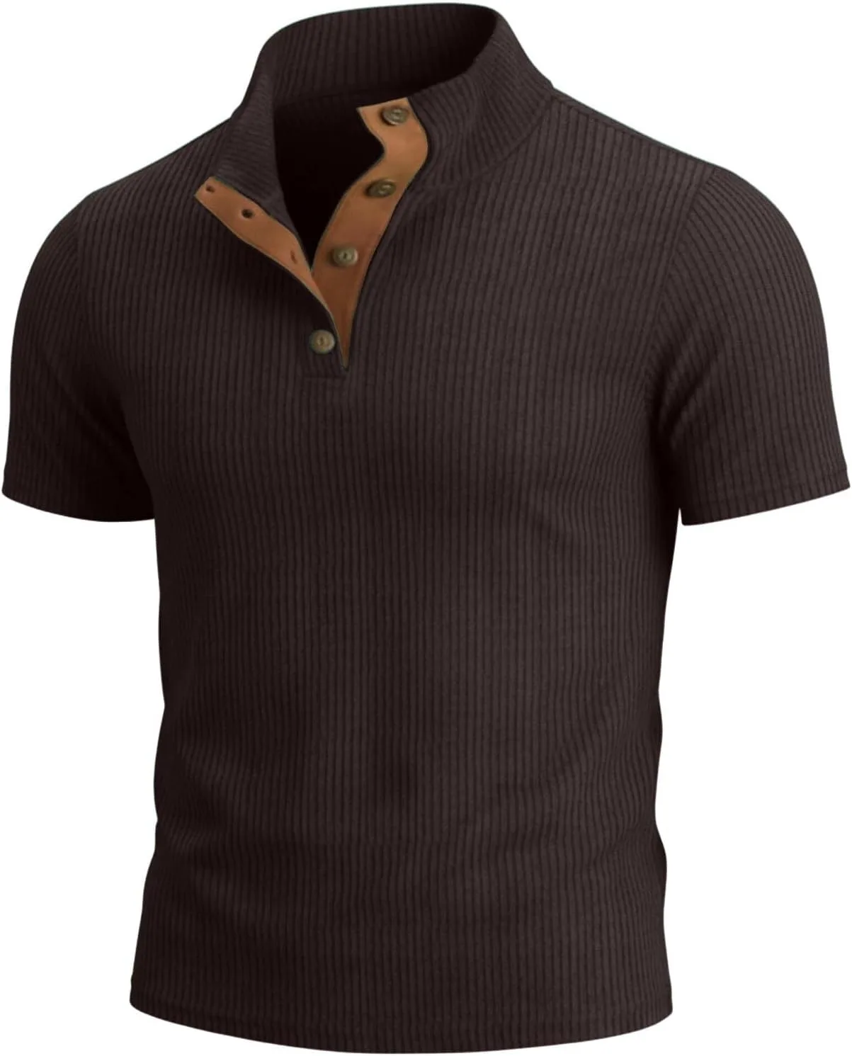 

Мужская повседневная рубашка из вельвета с коротким рукавом и воротником стойкой