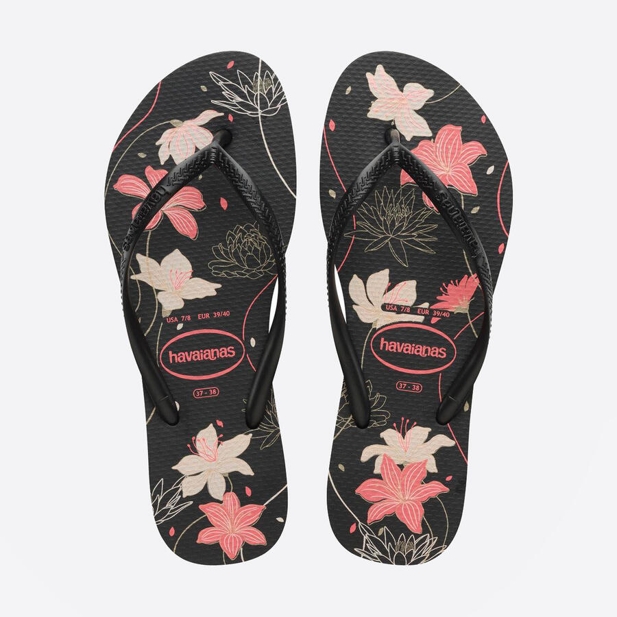 Сандалии женские Havaianas Slim Organic, черные/розовые — фото 3