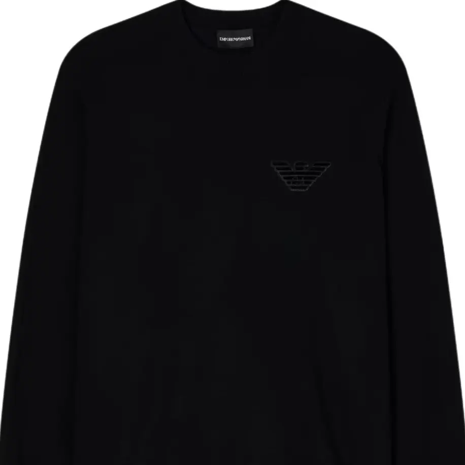 Свитер из шерсти Virgin wool с аппликацией Eagle EMPORIO ARMANI, черный — фото 2