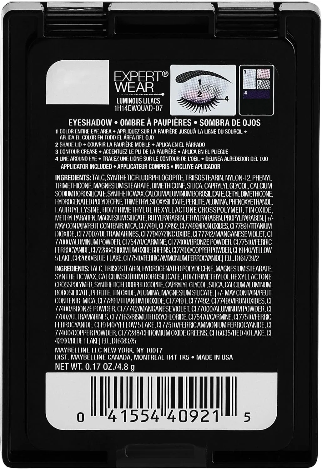 Тени для век Expert Wear Eyeshadow Quads, Maybelline New York, 0.17 унции, цвет Luminous Lilac — фото 2