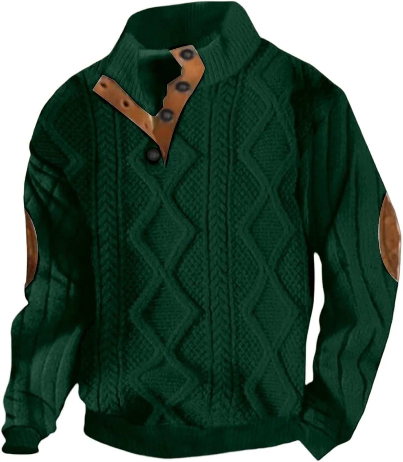 

Мужской кабельный пуловер с длинными рукавами и воротником стойкой