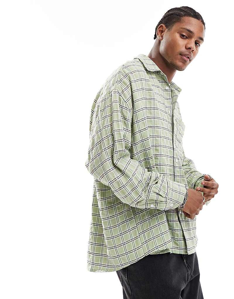 

Зеленая рубашка оверсайз из жатого хлопка ASOS DESIGN
