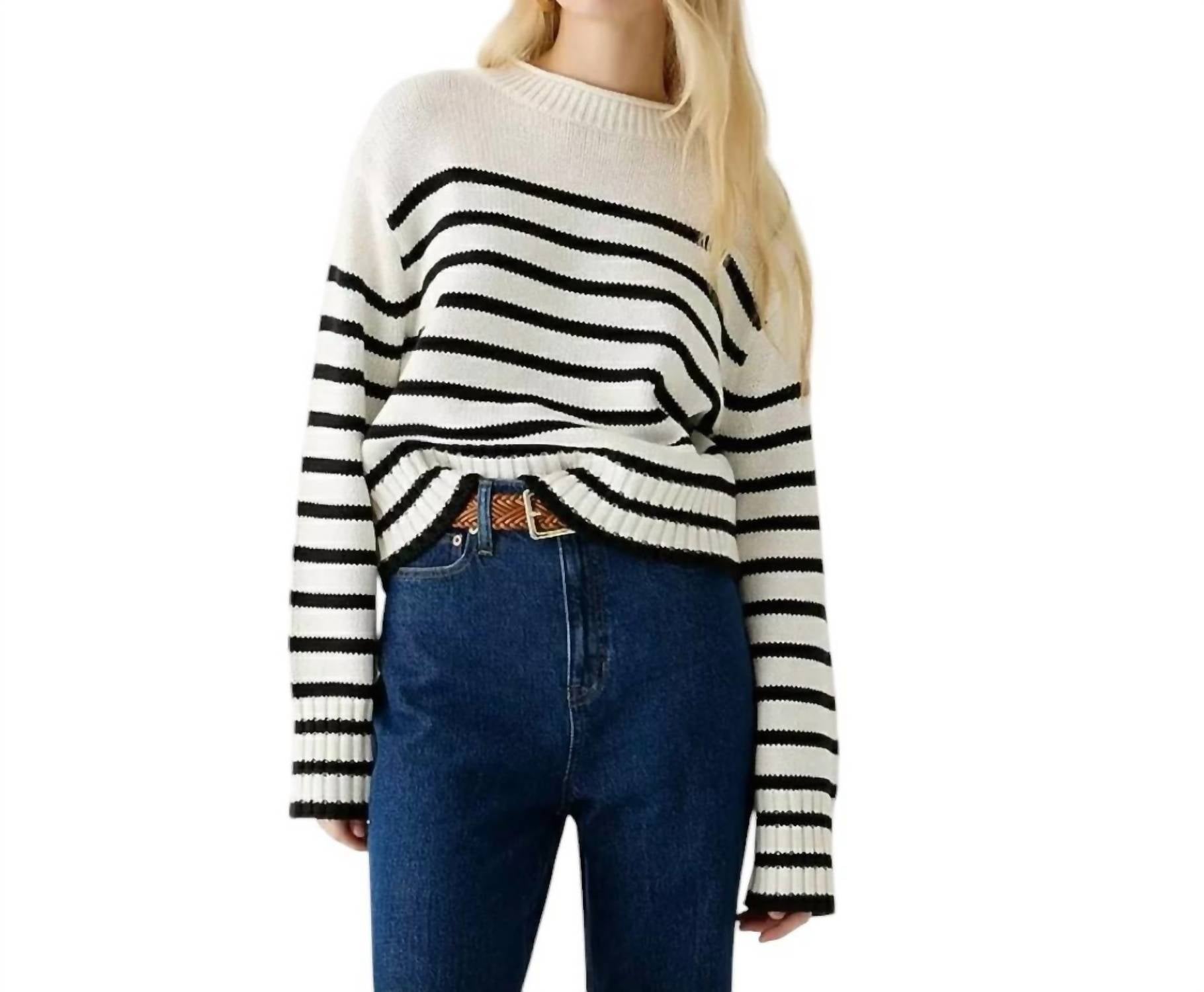 

Свитер с высоким воротом в полоску белого/черного цвета J.Crew