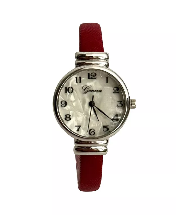 

Женские часы с тонким браслетом из красной искусственной кожи Olivia Pratt, red