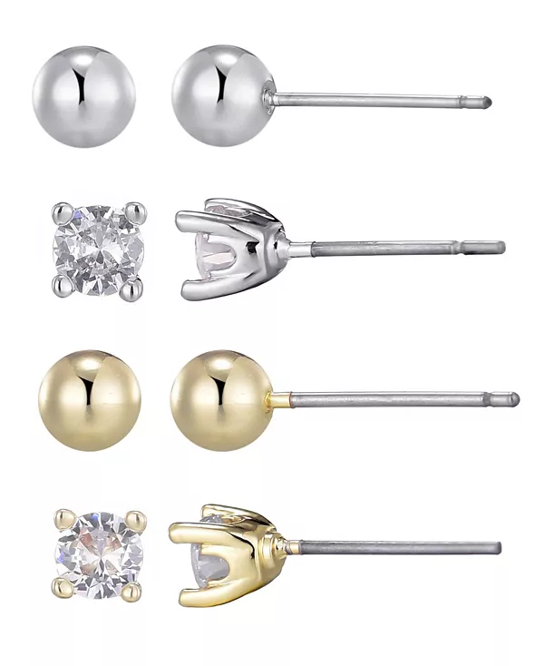 

Комплект сережек-гвоздиков с кубическим цирконием и шаром-солитером Adornia, multi