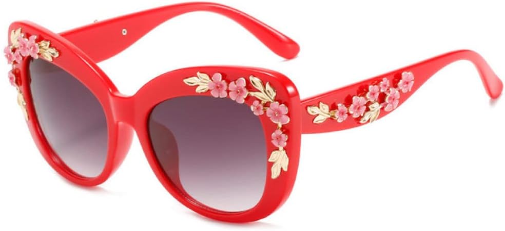 

Современные винтажные солнцезащитные очки «кошачий глаз» для женщин, роскошные дизайнерские солнцезащитные очки, модные розовые оттенки, украшение в виде цветов MUTYNE, Red