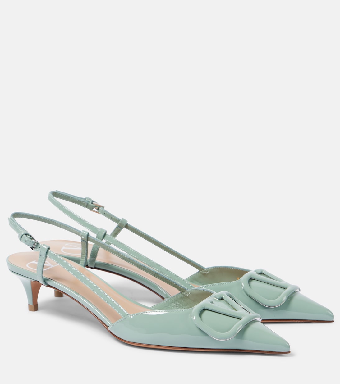 Кожаные туфли VLogo Signature 40 с пяткой на пятке Valentino Garavani, Morning Dew