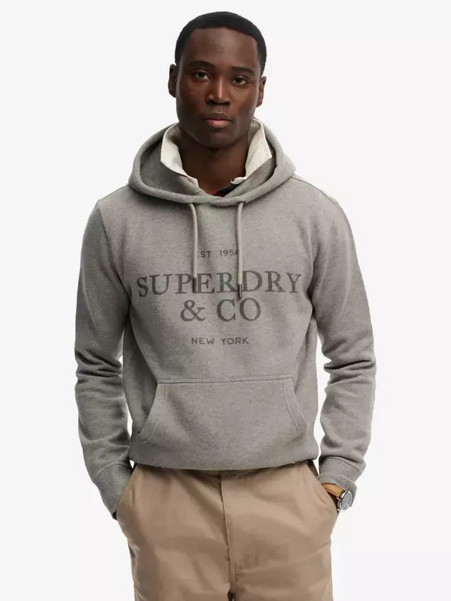 Хлопковая толстовка свободного кроя 1954 Company, темно-серый винтажный стиль Superdry