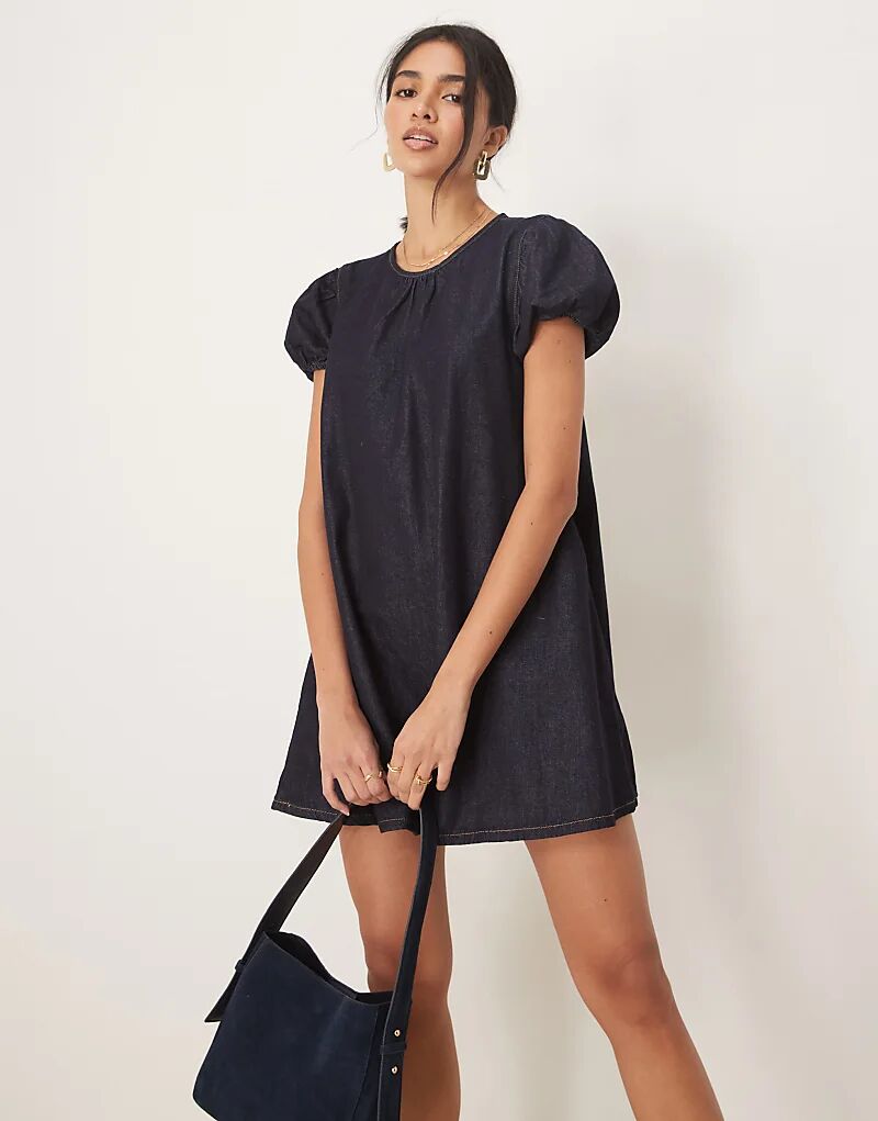 

Джинсовое мини-платье ASOS DESIGN с рукавами-фонариками