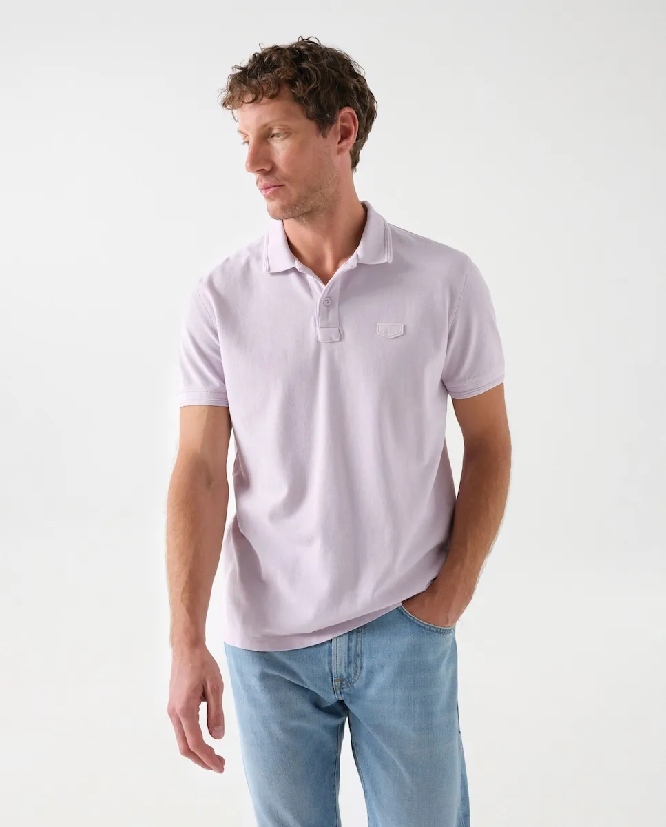 

Мужская обычная рубашка поло с коротким рукавом, однотонная Salsa Jeans, сиреневый