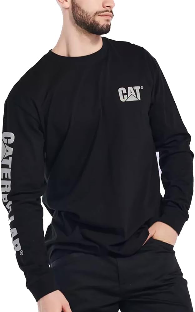 

Мужская легкая футболка с длинным рукавом с логотипом CAT, Black, Черный, Мужская легкая футболка с длинным рукавом с логотипом CAT, Black