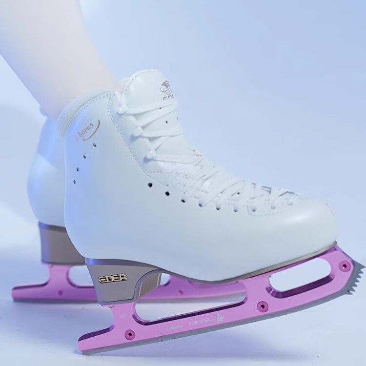 

EDEA Фигурные коньки four-star для взрослых женщин и детей с алюминиевыми лезвиями, белые (широкая версия d) + розовые алюминиевые лезвия, размер 34.5