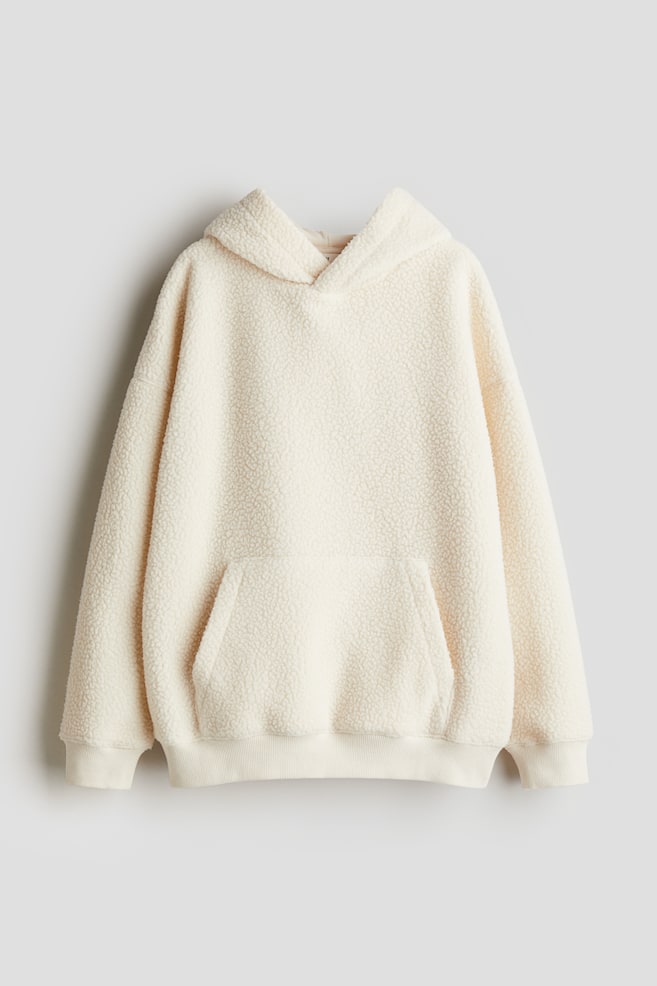 

Толстовка с капюшоном из флиса Тедди свободного кроя. H&M, бежевый