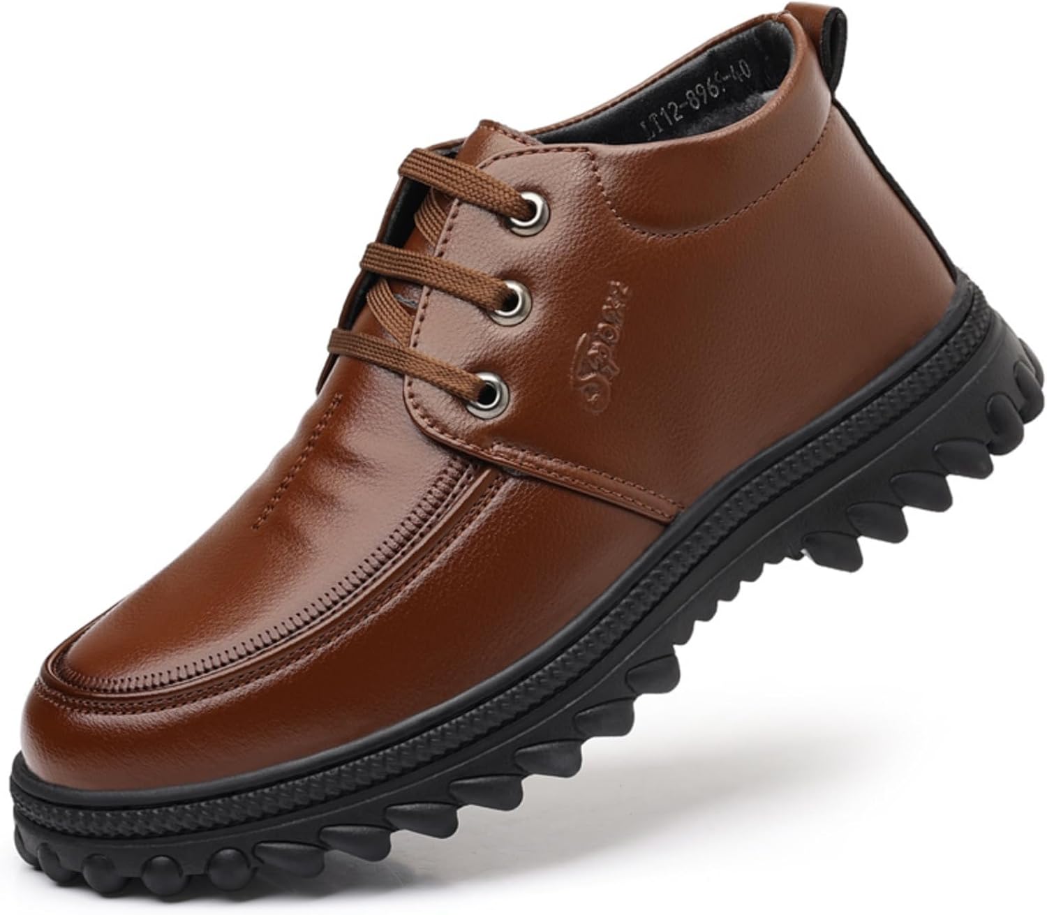 

Мужские оксфорды с круглым носком на шнуровке, с теплой искусственной меховой подкладкой, верх из кожи и противоскользящей резиновой подошвой для зимних походов на снегу и активного отдыха на улице Kelibasi, коричневый