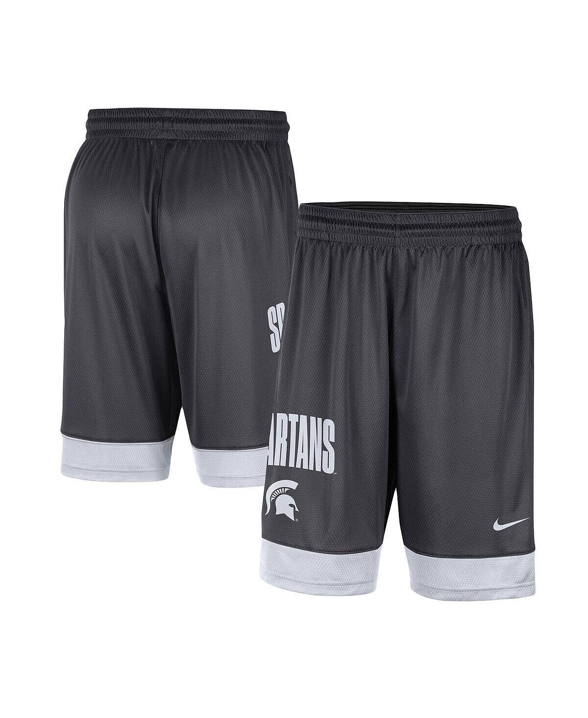 

Мужские темно-серые, белые шорты быстрого разрыва Michigan State Spartans Nike