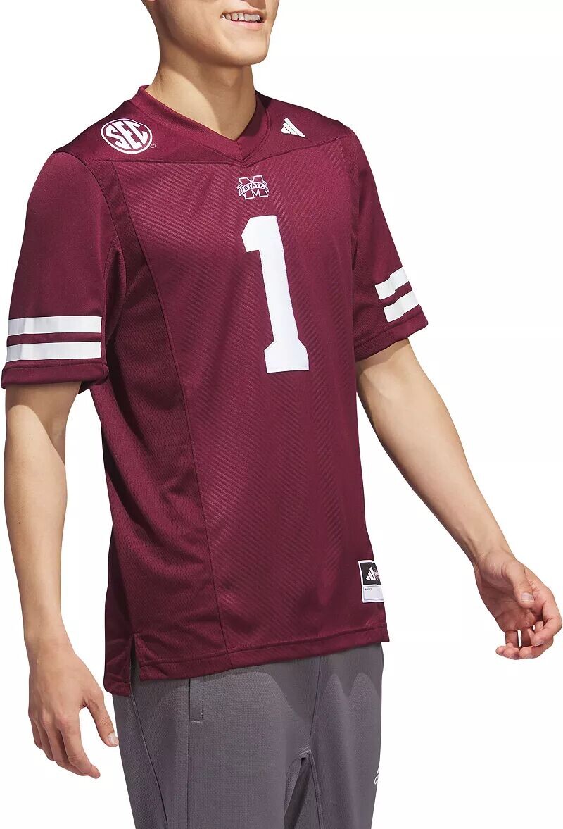 Мужская футбольная майка Adidas Mississippi State Bulldogs Maroon Premier Replica — фото 3