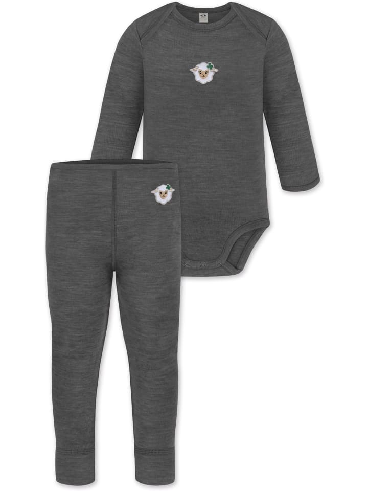 Normani Outdoor Sports Боди с длинными рукавами из мериносовой шерсти и детские штанишки из мериносовой шерсти антрацитового цвета