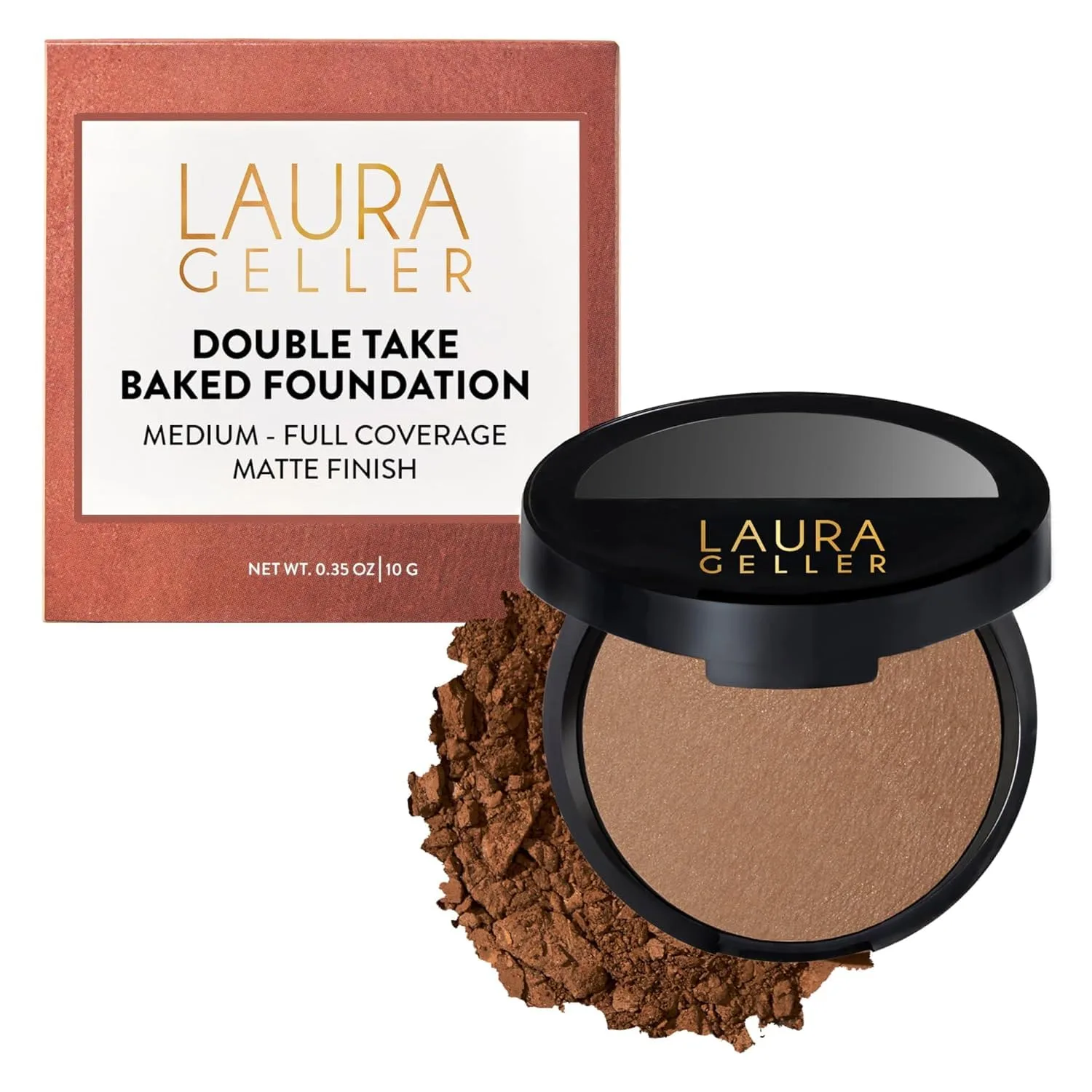 Запеченная пудра-основа Laura Geller New York Double Take Powder Foundation - цвет ириски - регулируемая плотность покрытия от среднего до плотного - матовый финиш 56.70 г (1 шт.), Toffee