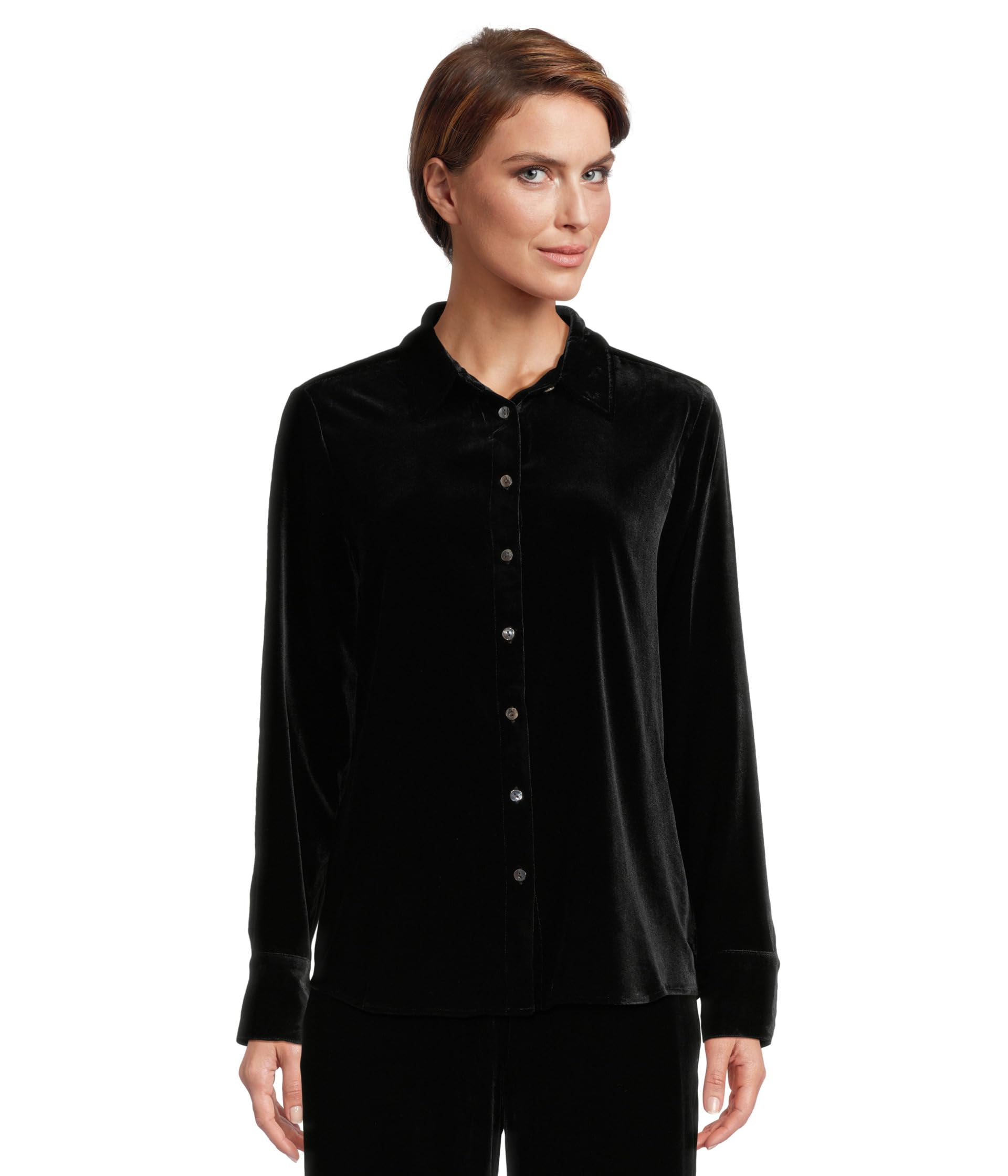 

Рубашка Faherty Stretch Silk Velvet Genevieve Shirt, черный