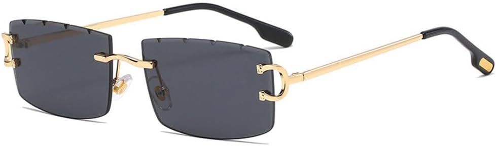 

Мужские прямоугольные солнцезащитные очки без оправы с металлическим каркасом, модные солнцезащитные очки для женщин, линзы с градиентом, без оправы, защита от УФ-излучения UV400 TYUVIVO, C01 Gold Black