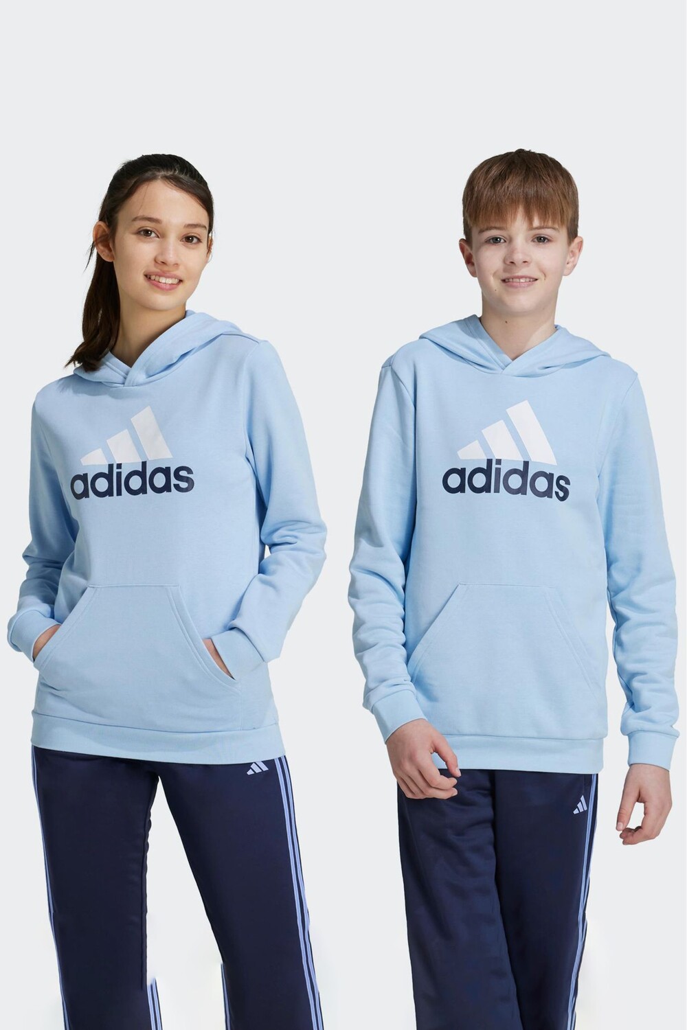 

Спортивная одежда Essentials двухцветная хлопковая толстовка с большим логотипом Adidas, синий