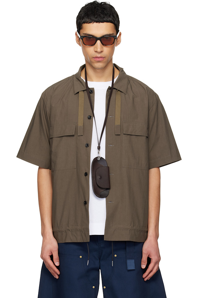 

Хлопковая рубашка для пишущей машинки Sacai, серо-коричневый