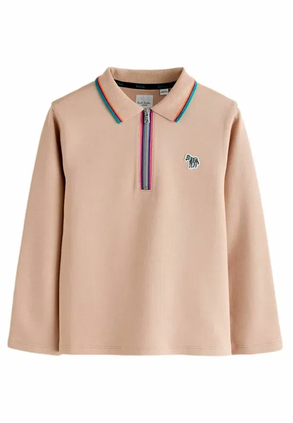 Поло, хлопок и полиэстер, Regular fit long sleeve signature, Paul Smith Junior, Stone, цвет stone