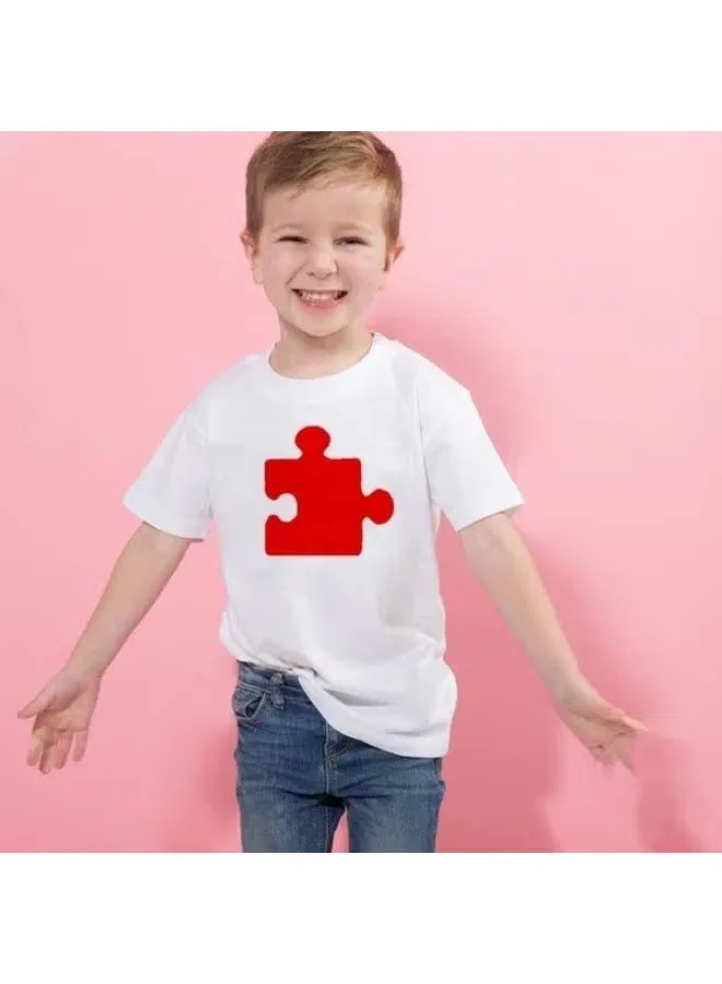 Комплект футболок с принтом сердца и пазла Matching Family Outfits, белый — фото 3