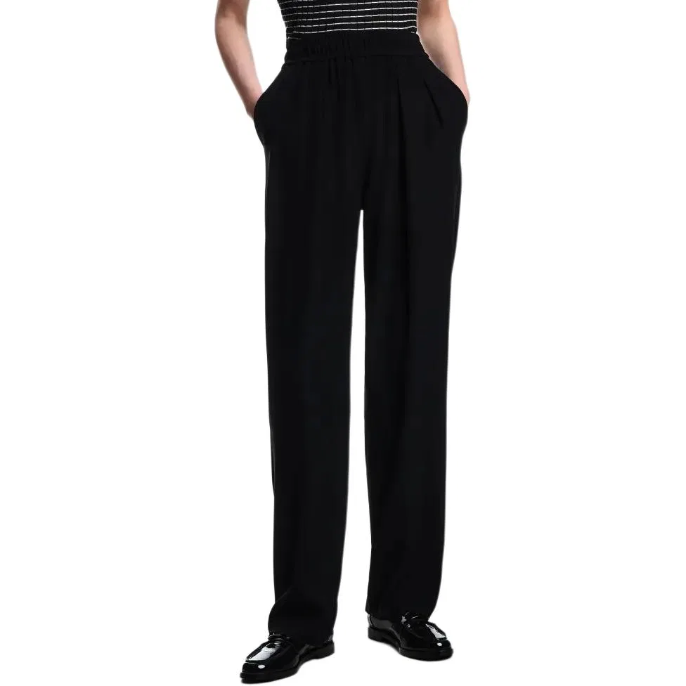 Женские брюки свободного кроя с высокой посадкой EMPORIO ARMANI, Black — фото 3