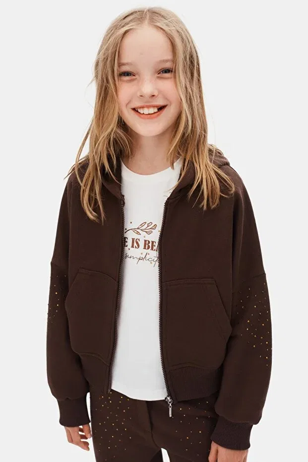 Детский спортивный костюм для девочек с принтом Nk Kids, Brown — фото 4