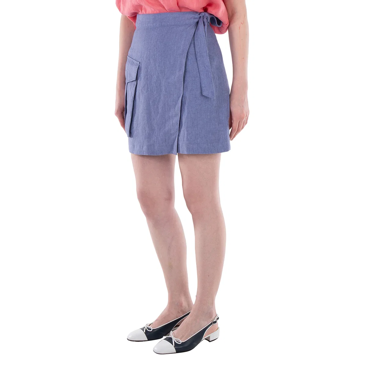 Юбка льняная с запахом Cargo Linen Wrap Skirt Polo Ralph Lauren, Blue — фото 2