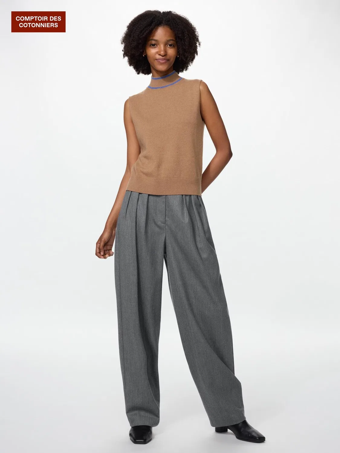 Брюки Uniqlo, шерстяные, широкие и зауженные, серые