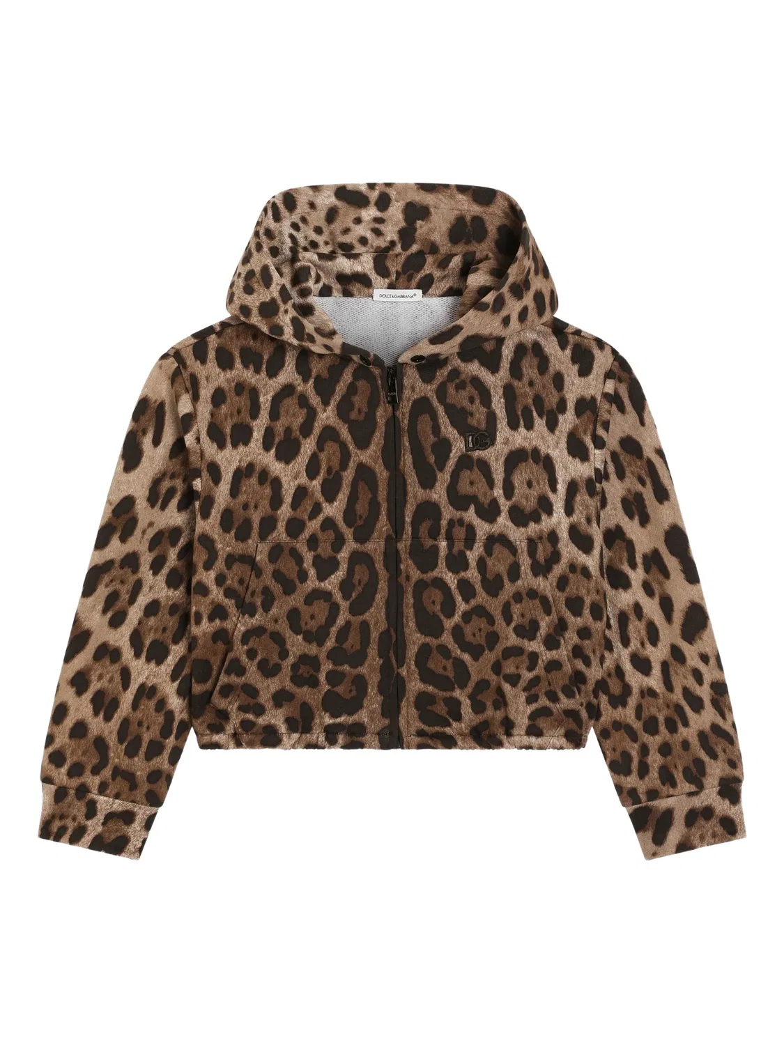 Толстовка с капюшоном и леопардовым принтом Dolce & Gabbana, коричневый