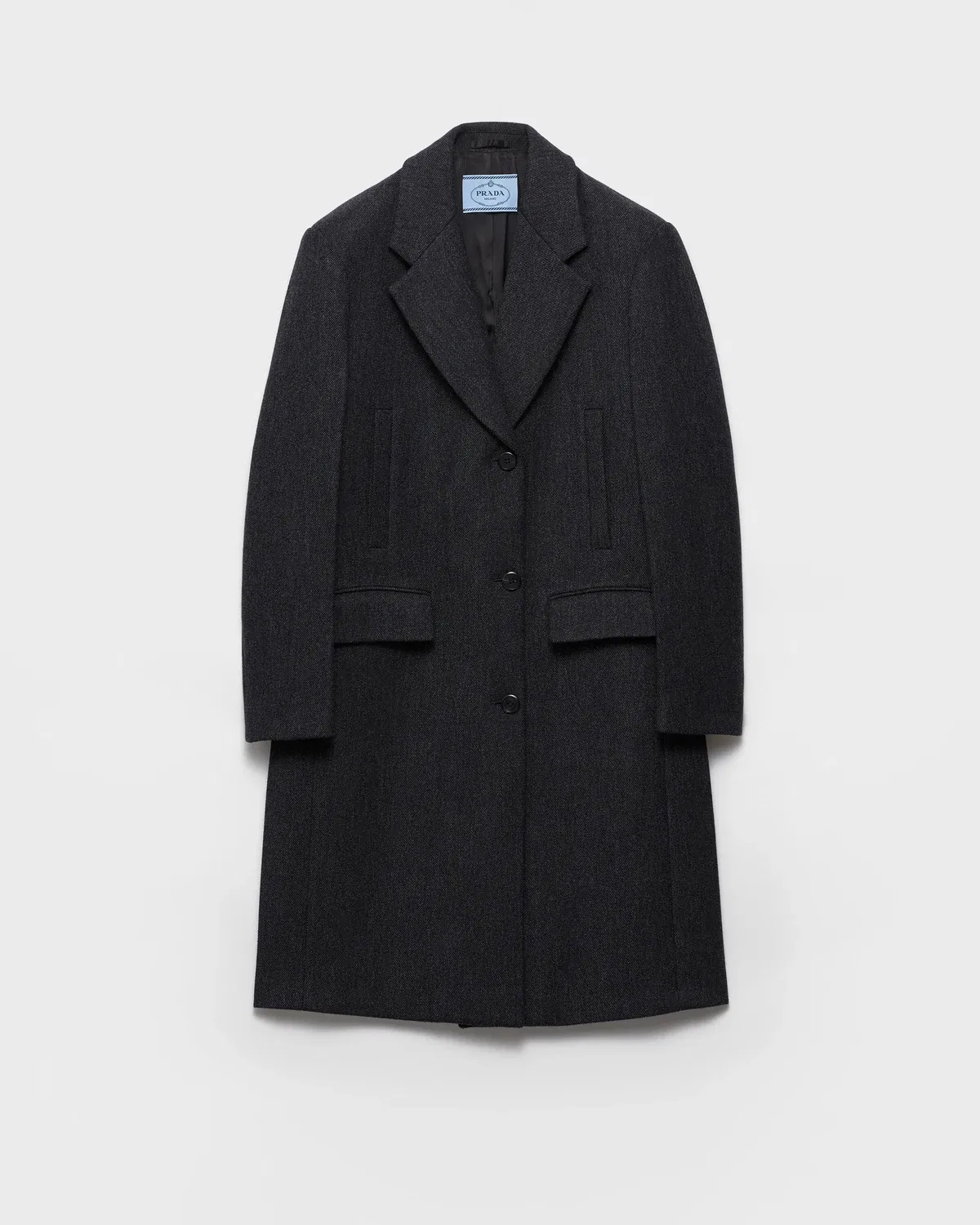 Однобортное двубортное пальто из шерсти Prada, серый