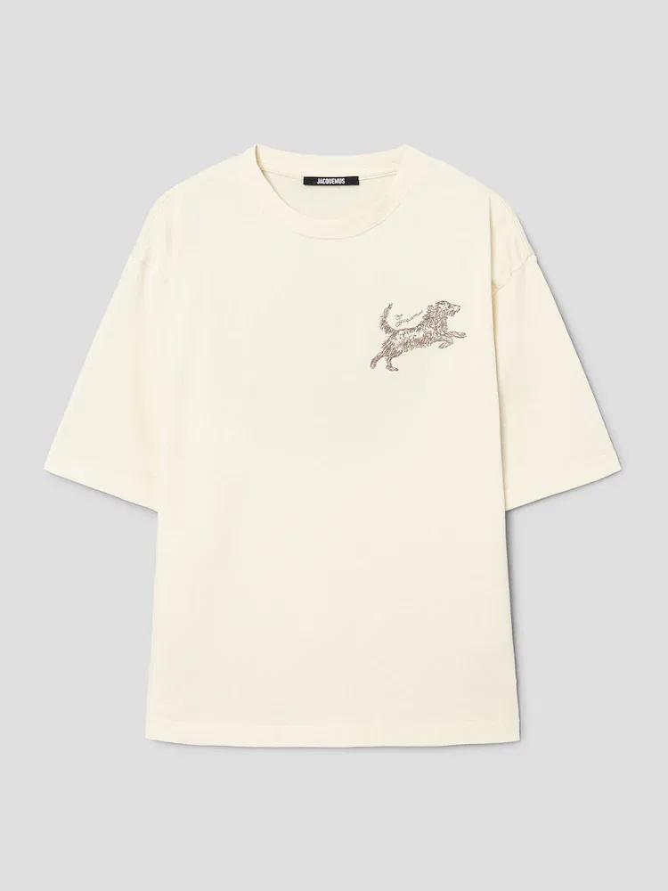 Футболка оверсайз с принтом Bichon, Le Tshirt Rita JACQUEMUS, Ivory