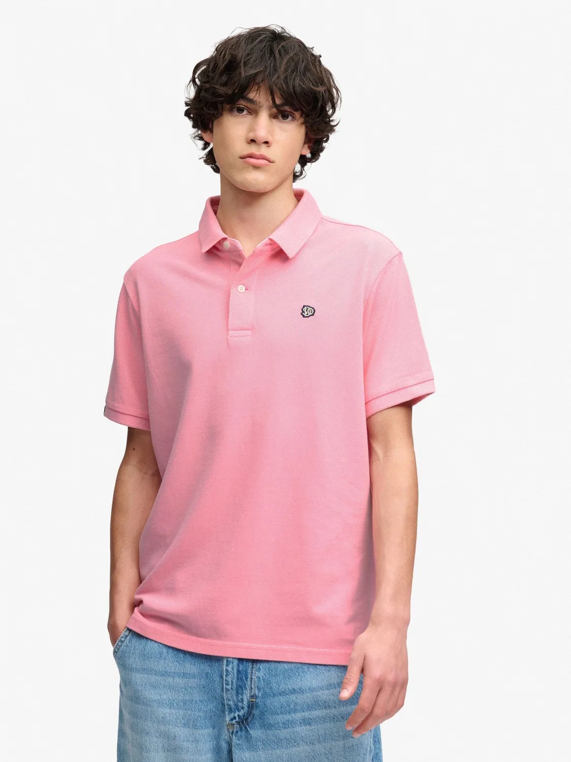 Поло, свободный крой, Vintage Destroy Superdry, светло-розовый
