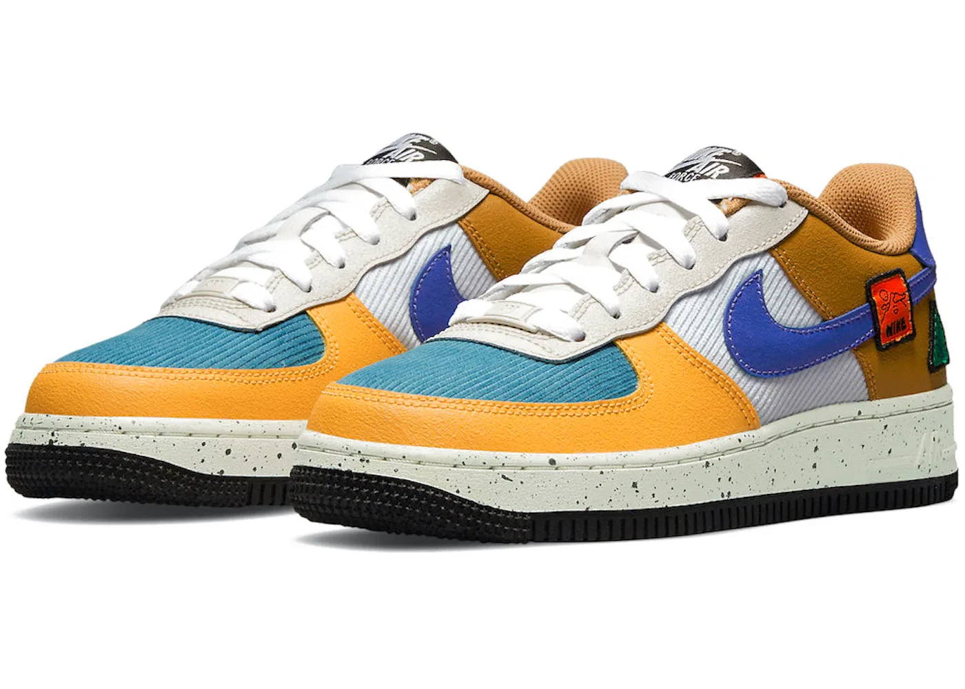 Детские кроссовки Lifestyle Nike Air Force 1 Low, University Gold/Light Bone-Starfish Orange-Blue Stone