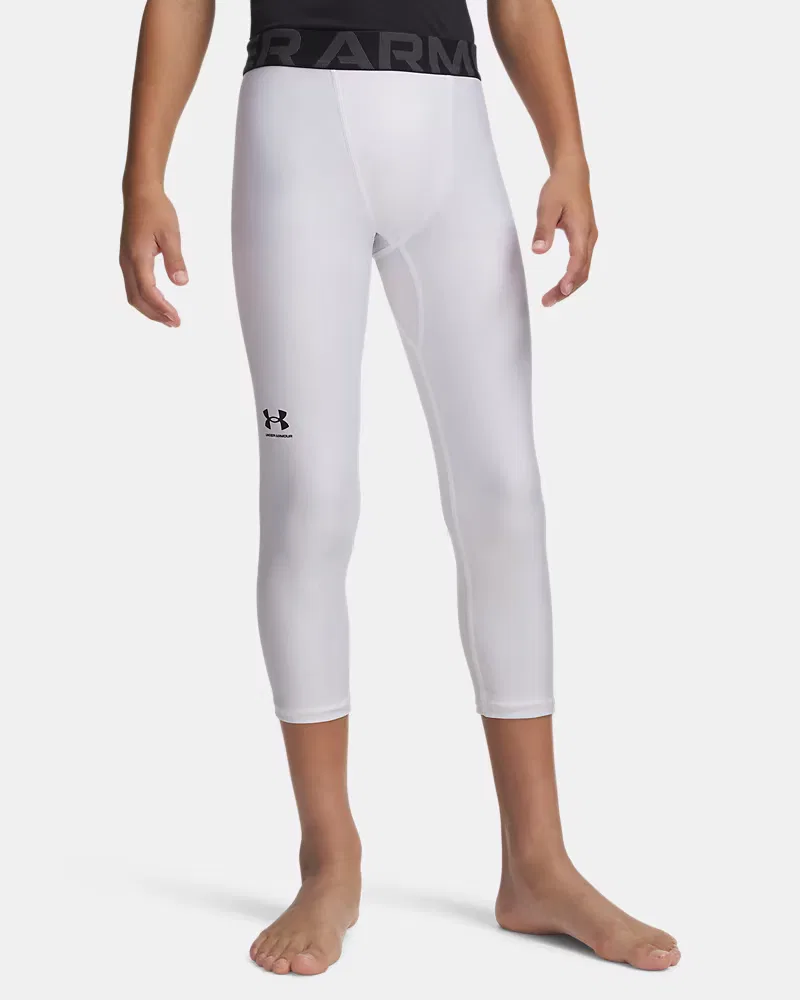 Леггинсы ¾ детские, длина по внутреннему шву 46 см, влагоотводящие HeatGear Armour UnderArmour, White/Black